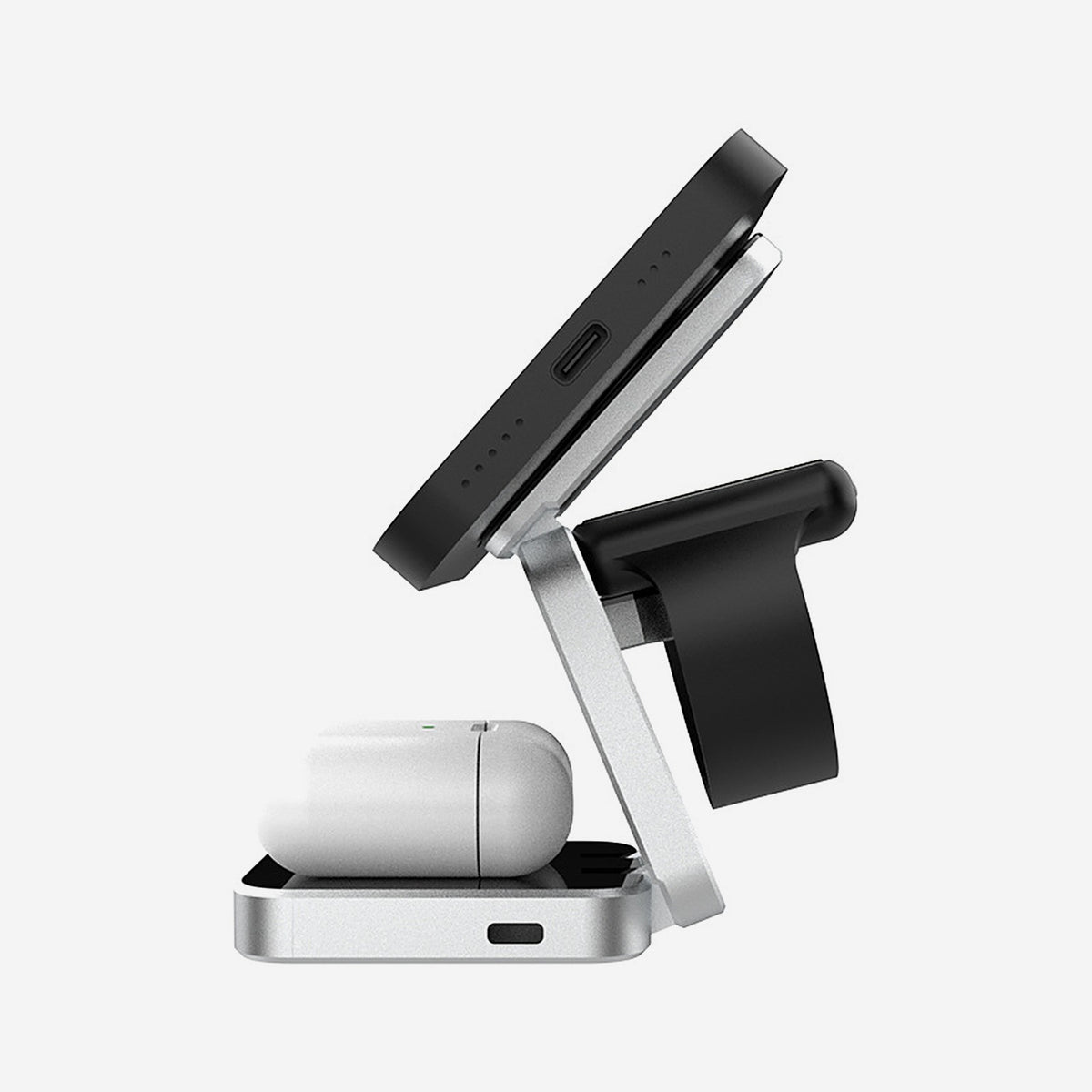 Charging station with phone, watch and earbuds