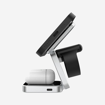 Charging station with phone, watch and earbuds