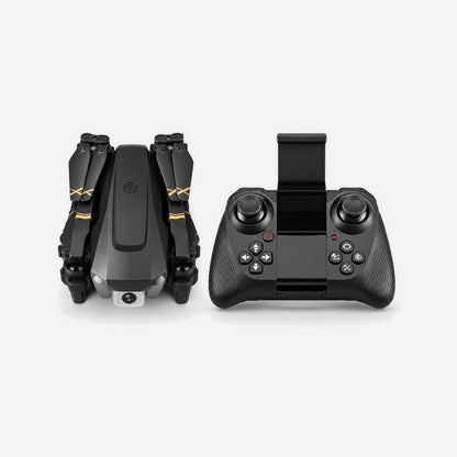 Foldable drone folded with remote