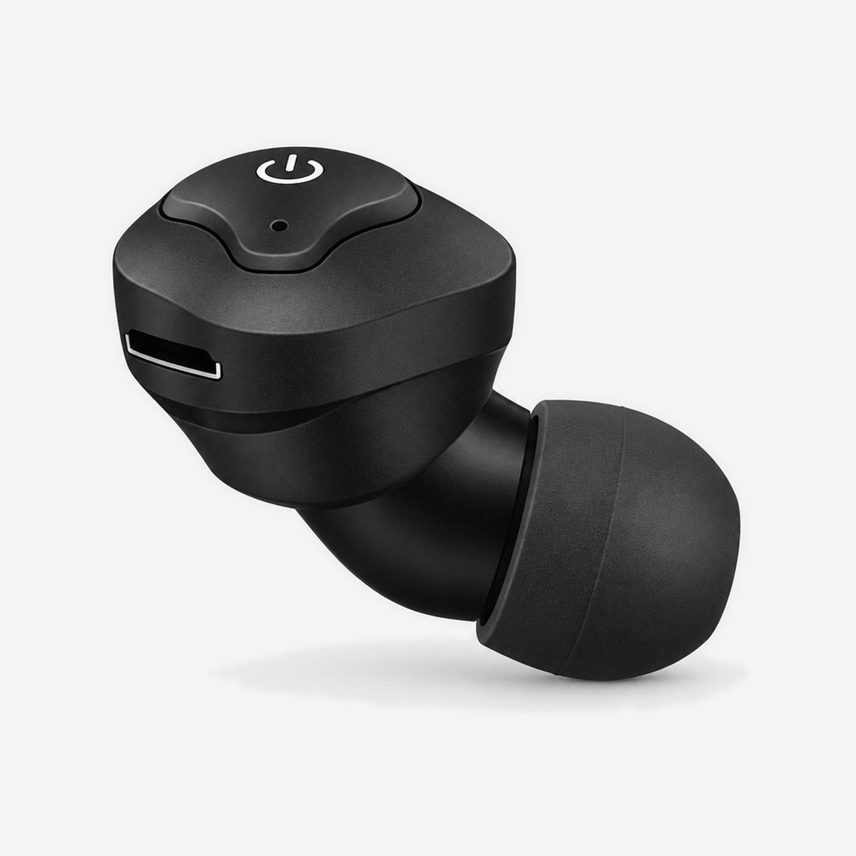 Noise-cancelling wireless earbud close-up